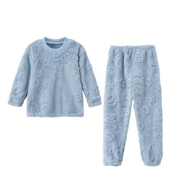 兒童睡衣秋冬季法蘭絨加厚男童女童家居服女孩珊瑚絨大童居家套裝