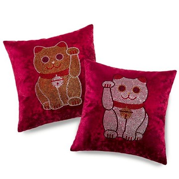 【GFSD】水鑽精品-招財貓幸運抱枕