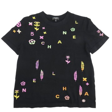【二手名牌BRAND OFF】CHANEL 香奈兒【激安價】 黑色 棉 短袖 上衣 毛衣 T-Shirt 36
