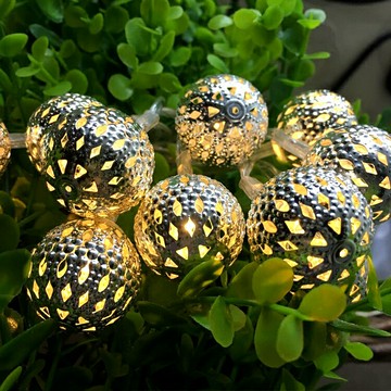 金屬鏤空圓球彩燈LED光影鐵球燈串餐廳民宿房間院子節日裝飾串燈