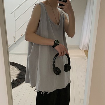 2022新款背心男夏季無袖t恤坎肩潮牌痞帥嘻哈ins港風潮流寬松上衣