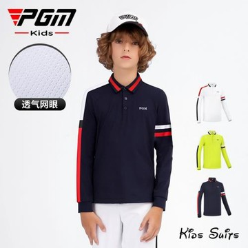 PGM兒童高爾夫衣服長袖T恤男童夏季青少年速干透氣服裝運動服