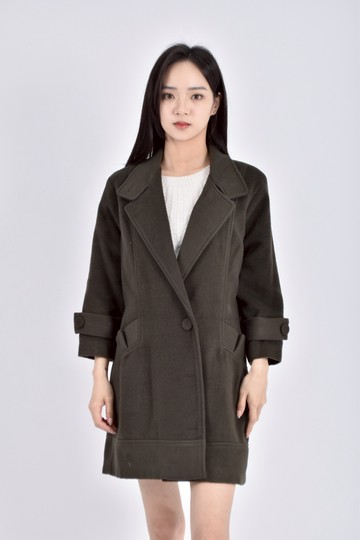 (S) pug shop質感風衣大衣綠色外套