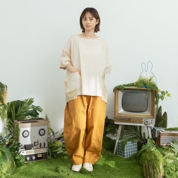 【MOSS CLUB】細斜紋棉休閒繭型彎刀長褲 淺綠 深灰 黃