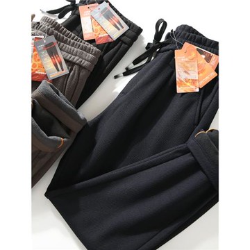 自留推薦！重磅斜紋面料！復合暖絨！秋冬男士加絨加厚直筒休閑褲