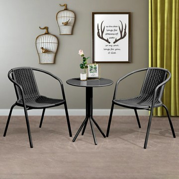 含運 戶外庭院休閒桌椅組合 陽臺簡約桌椅套裝網紅三件套茶桌椅室內休閑鐵藝奶茶店可折疊桌子