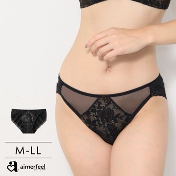 aimerfeel-花卉低胸拉提無痕三角內褲-黑色-195221-BL