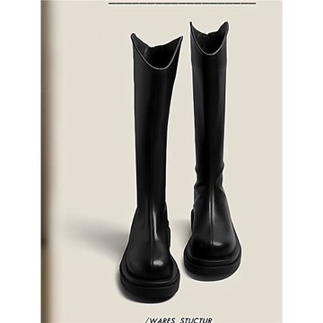 厚底粗跟不過膝長筒靴女款2025年秋冬新款時尚高筒靴百搭瘦瘦靴