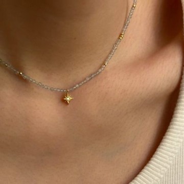 MoonDy 星星項鍊 閨蜜項鍊 鎖骨項鍊 項鍊 串珠項鍊 鍍金項鍊 水晶項鍊 月光石項鍊