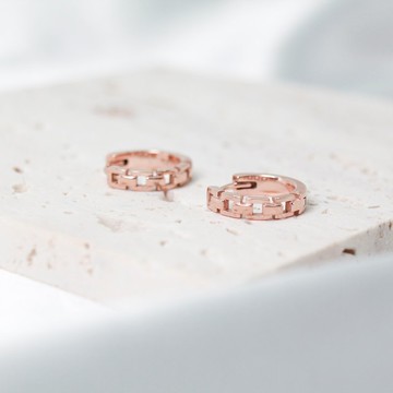 【SWS飾品】復古個性圈圈耳環 醫療鋼  耳扣式 中性/個性 玫瑰金