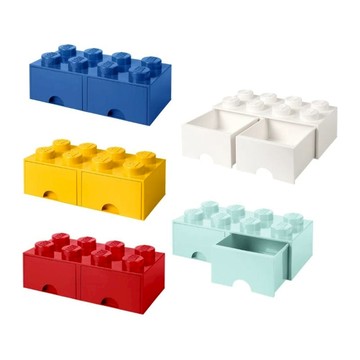 LEGO樂高八凸抽屜收納箱 (多色可選) 藍色