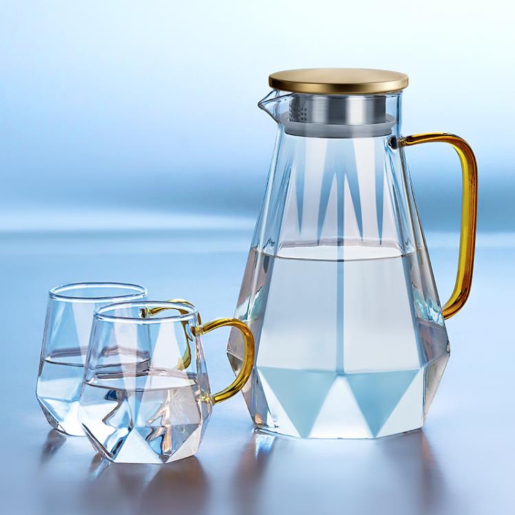 冷水壺玻璃耐熱高溫家用夏季涼水瓶泡茶壺套裝大容量冰箱白開水杯