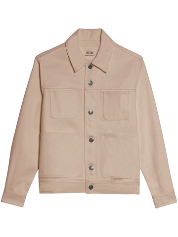 AMI Paris - button-front cotton shirt jacket - men - Cotton - XL - Neutrals