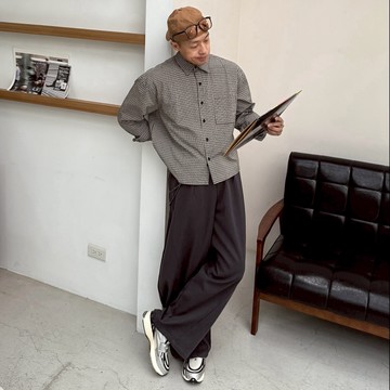 【AMERO】男裝 女裝 長袖小格紋襯衫 微寬版型