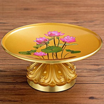 貢品果碟高腳蓮花水果盤合金供盤家用供佛前供奉觀音寺廟供天上供