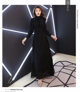 新作 高品質 黒 ロングドレス パーティードレス ワンピース ロングスカート 長袖 二次会 発表会 演奏会 撮影 オーダーサイズ可能 D002 通販 Lineポイント最大1 0 Get Lineショッピング