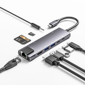 擴展塢 USB-C 多功能筆電擴展底座 HDMI 九合一Type-c轉HDMI4k 千兆網口PD快充獨立音頻集線器USB3.0hub