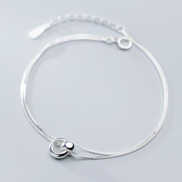 【ANGEL】愛的明月圓珠環環相扣鍍銀手鍊(銀色)