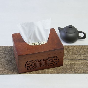 越南花梨木紙巾盒 鏤空雕花實木客廳花梨木翻蓋紙巾筒 復古