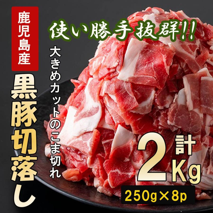 肉 豚肉 黒豚 切り落し こま切れ ウデ肉 2kg 250g×8 小分け 鹿児島