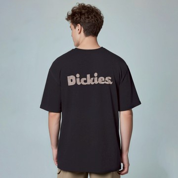 Dickies男女款黑色重磅純棉背部大Logo印花設計休閒短袖T恤|DK0A88F9BLK