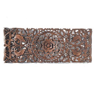 泰國柚木雕花板 鏤空花卉35*90cm長方形 泰北玫瑰樣式全可1入