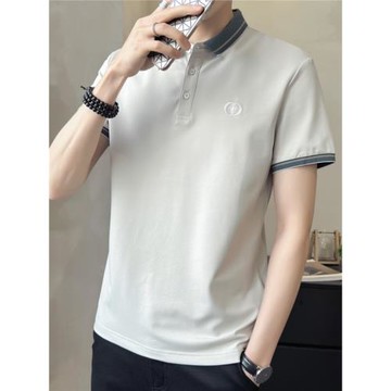 冰絲短袖T恤男士夏季薄款翻領polo衫高端休閑珠地棉夏裝潮牌半袖