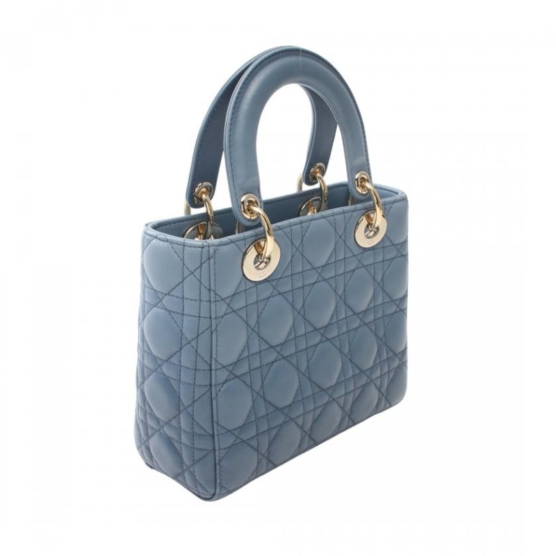 クリスチャンディオール LADY DIOR MY ABCDIOR レディディオール カナージュ スモール ハンドバッグ レザー ブルーグレー  グラデーション 2WAY レディース 中古 | LINEブランドカタログ