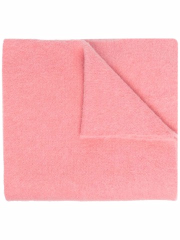 BY FAR - logo-patch long scarf - women - Merino/Polyester/Recycled Polyamide/Alpaca Wool - One Size - Pink