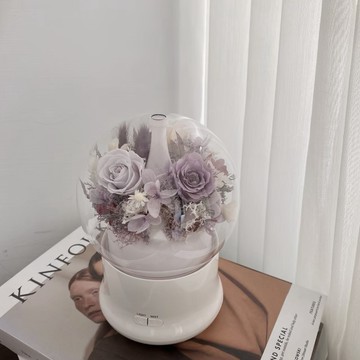 【Flora Flower】芙蘿拉永生花水氧機禮盒組-灰紫色(送禮神器) 贈香氛精油5ml一瓶