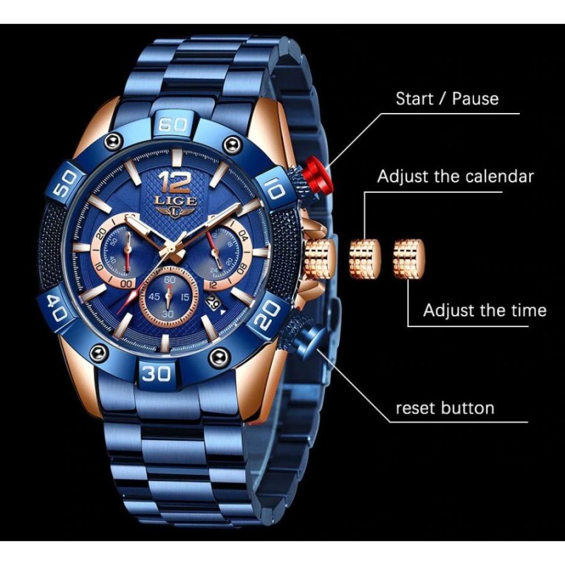 ブルーメンズ腕時計 トップブランド 高級時計 スポーツ防水クォーツ時計男性 | LINEショッピング