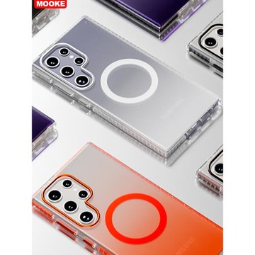適用三星s25ultra手機殼新款透明漸變色磁吸無線充電Galaxy S24+保護殼全包防摔磨砂高級感s25手機套男女外殼