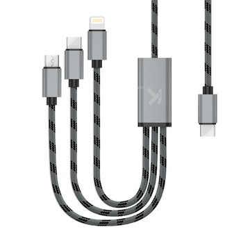 KTNET G40 TypeC 3A大電流 1對3 鋁合金編織充電線 1.2米