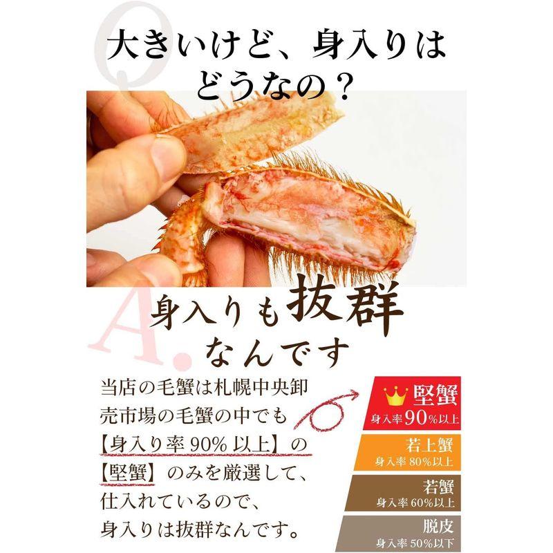 丸市岡田商店 お歳暮 北海道産 特大 毛蟹 札幌中央卸売市場 毛ガニ 毛がに かに (800ｇ×2尾)