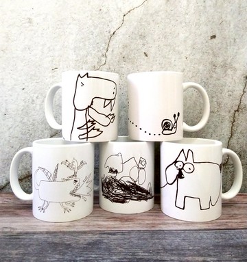 【客製化禮物】(客製商品)黑白線條塗鴉馬克杯