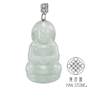 【漢石齋】天然翡翠A貨 觀音玉佩項鍊 細糯種(23*41*6mm)