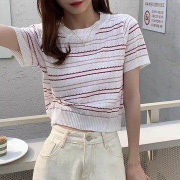 💕甜心大尺碼💕大尺碼上衣2024夏季新款女士條紋上衣休閑設計感透氣新款寬松半袖百搭個性T恤