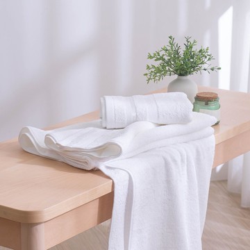 印度棉100%純棉毛巾/白色(40x70cm)-3入組