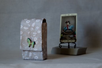 藍馬灰棉質塔羅牌套 神諭牌袋 塔羅牌收納盒