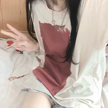 純棉oversize短袖t恤女2022新款夏季美式復古寬松半袖正肩上衣服