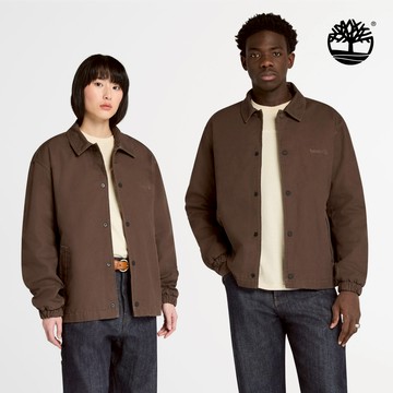 中性深棕色帆布教練外套|A5N46243