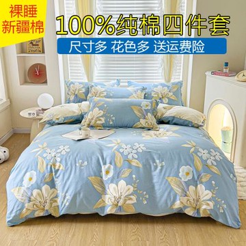 新款純棉四件套100%全棉被套180x220cm2.2x2.4米床單被罩床上用品