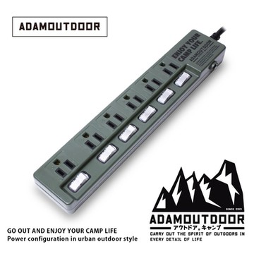 ADAMOUTDOOR｜家用款6切6 延長線1.8M(軍用綠)- ADPW-W36618(G)