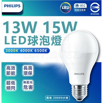 【2025 最新版本】 PHILIPS 飛利浦 易省燈泡 G3 LED 燈泡 13W 15W 省電燈泡 E27