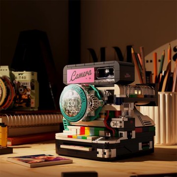跨境希音TEMU代發經典復古相機系列擺件益智照相機積木男女生玩具