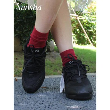 正品Sansha三沙現代舞鞋廣場舞蹈鞋女透氣網面運動跳舞鞋爵士舞鞋