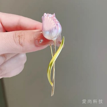 優雅粉色 鬱金香胸針 簡約氣質胸花 韓版小衆花朵 手工別針百搭衣飾女