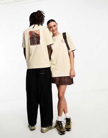 The North Face NSE unisex back print heavyweight oversized t-shirt in stone-Neutral
