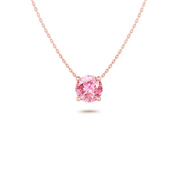 Alesai 30分粉紅鑽石項鍊 頂級濃郁彩度粉鑽 經典四爪 玫瑰金 14K Fancy Vivid Pink