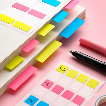 PET三色索引標籤貼 便利貼 N次貼 可書寫 重點標記 索引貼 書籤 筆記記錄 手帳貼【BlueCat】【JC5234】